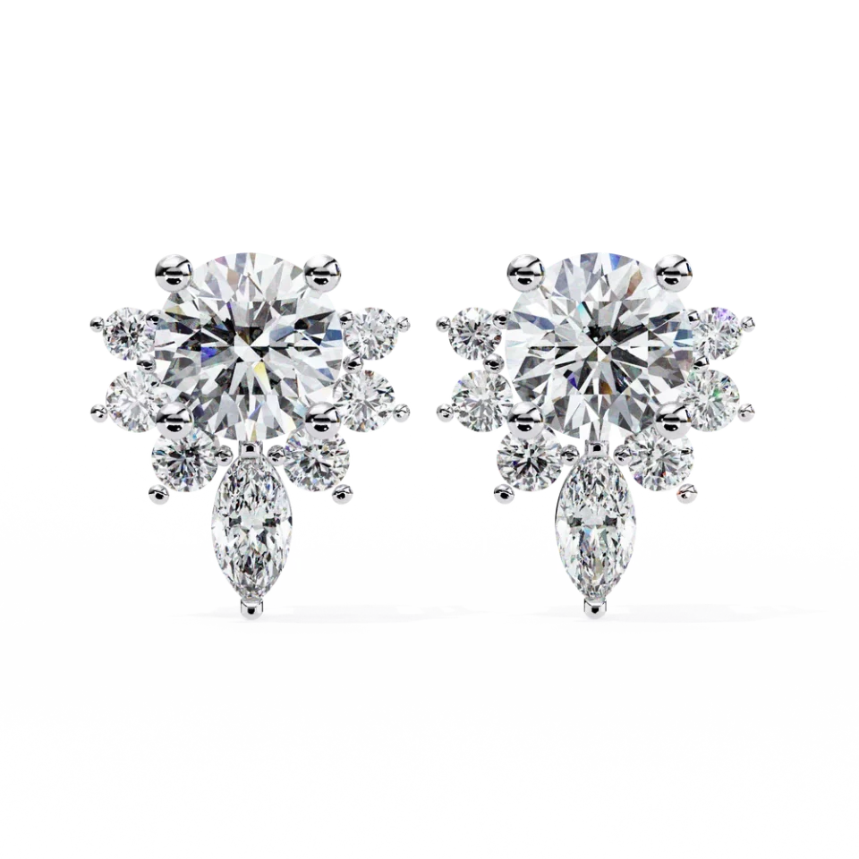 Celestial Curve Marquise Earrings 14k